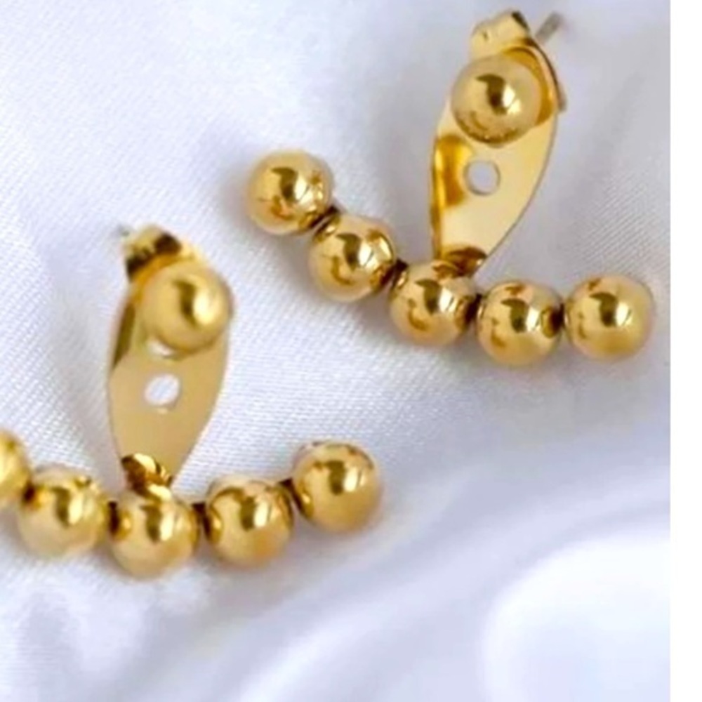 18k fill Climber Crawler Minimalist Boho Hippie Dainty Stud Earrings curved